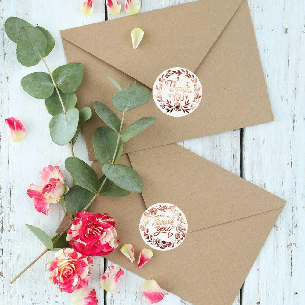 80pcs/roll 1.5inch Round "Rose Gold" Kraft Paper Stickers Adhesive Labels Ref 076PL