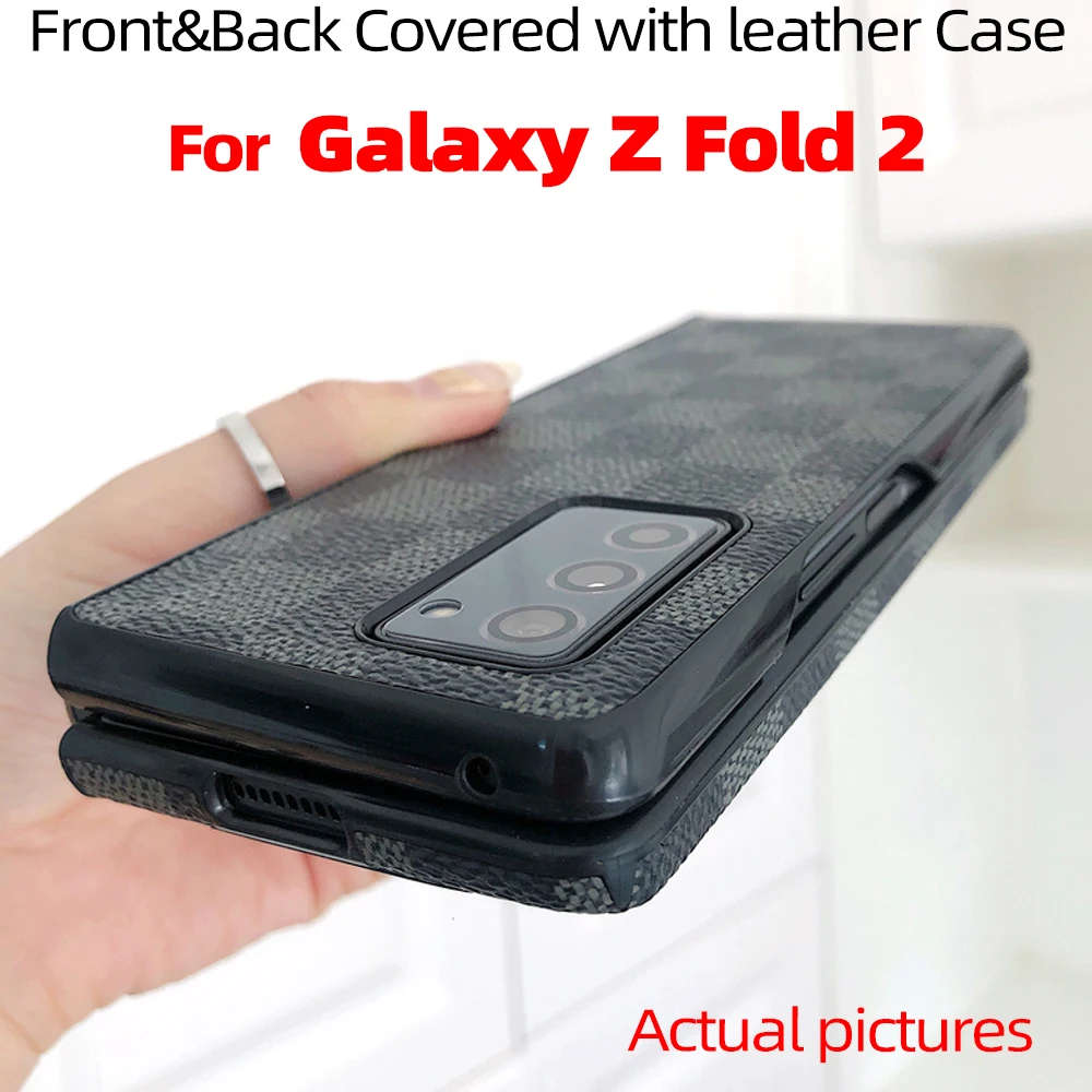 For Galaxy Z Fold 2 Case for Galaxy Z Fold2 5G front and back covered with Luxury leather