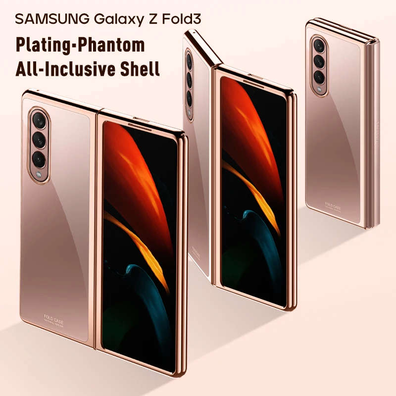 Luxury Glossy Plating Clear Case For Samsung Z Fold3 Fold2 Hard Full Protector Shockproof