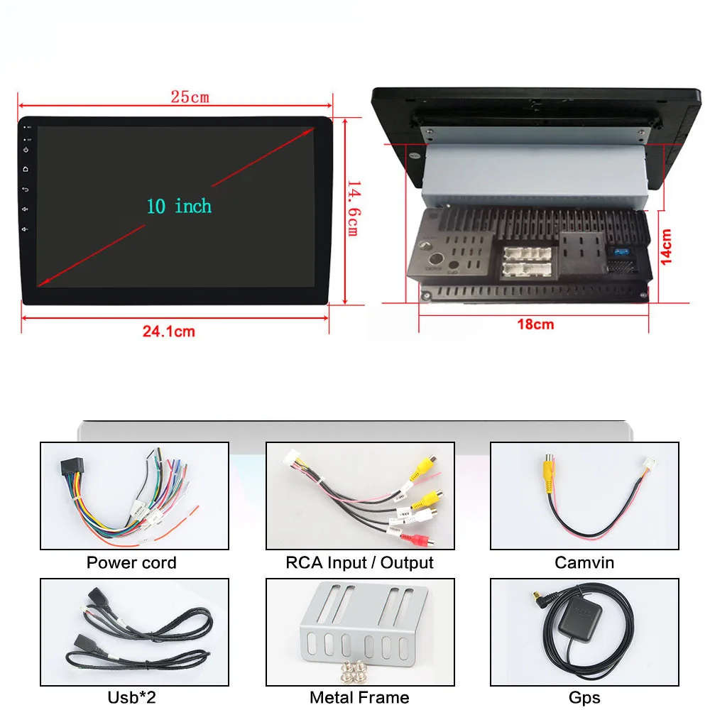 Car Radio 1 Din Android 10 Universal Stereo AM RDS DSP Navigation GPS Up Down Adjustable Screen