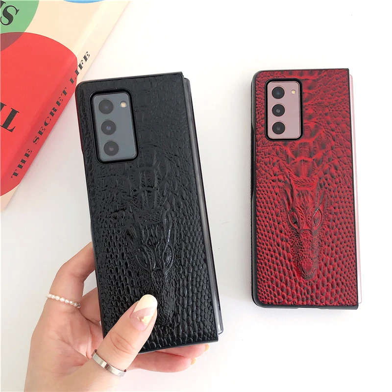 For Galaxy Z Fold 2 Case for Galaxy Z Fold2 5G front and back covered with Luxury leather
