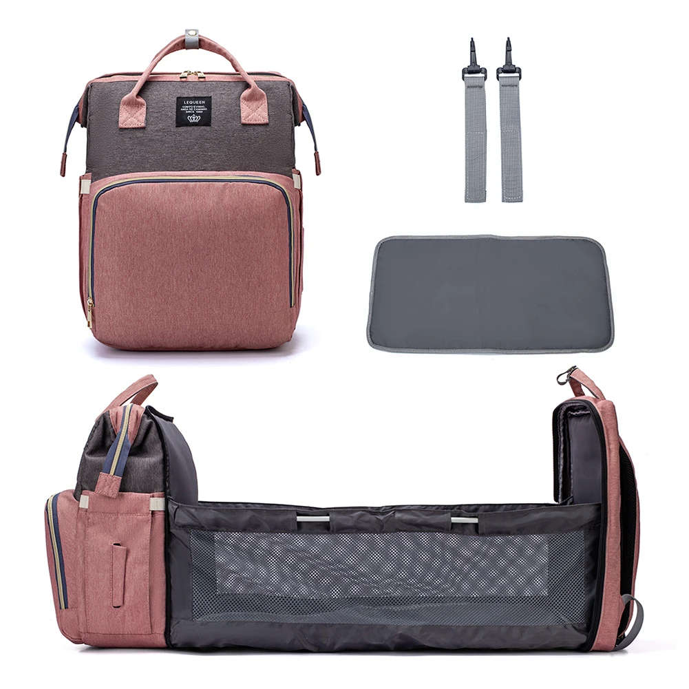 Lequeen Diaper Bag For Mom And Baby Backpack Multifunctional Baby Bed Bags Maternity Nursing Handbag