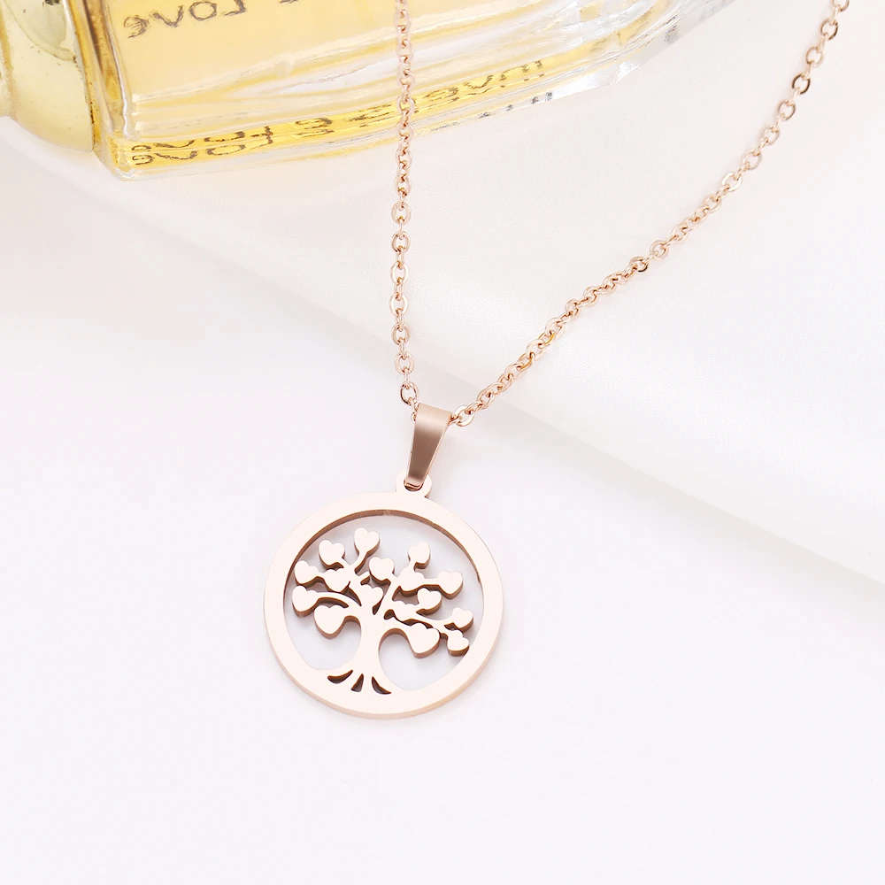 Retail Price R 850 / Genuine Stainless Steel Heart Tree Necklace Rose Gold Color