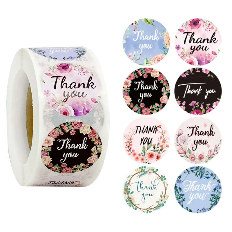 100pcs/roll Thank You Stickers for Seal Labels 1 Inch Gift Packaging Stickers