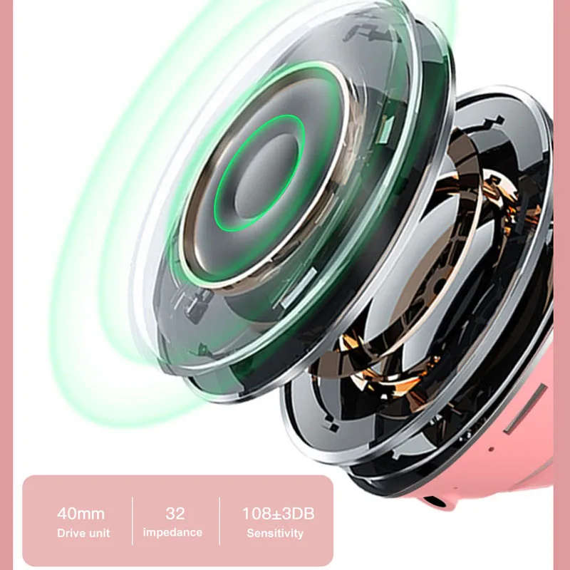 Wireless Bluetooth 5.0 Headphone Glowing Cat Ear Headset Stereo Music Player with MIC for