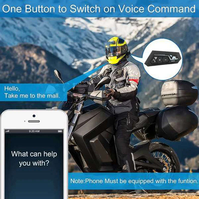 2 Set Motorcycle 5.0 Bluetooth Helmet Intercom Universal Pairing Interphone Headset