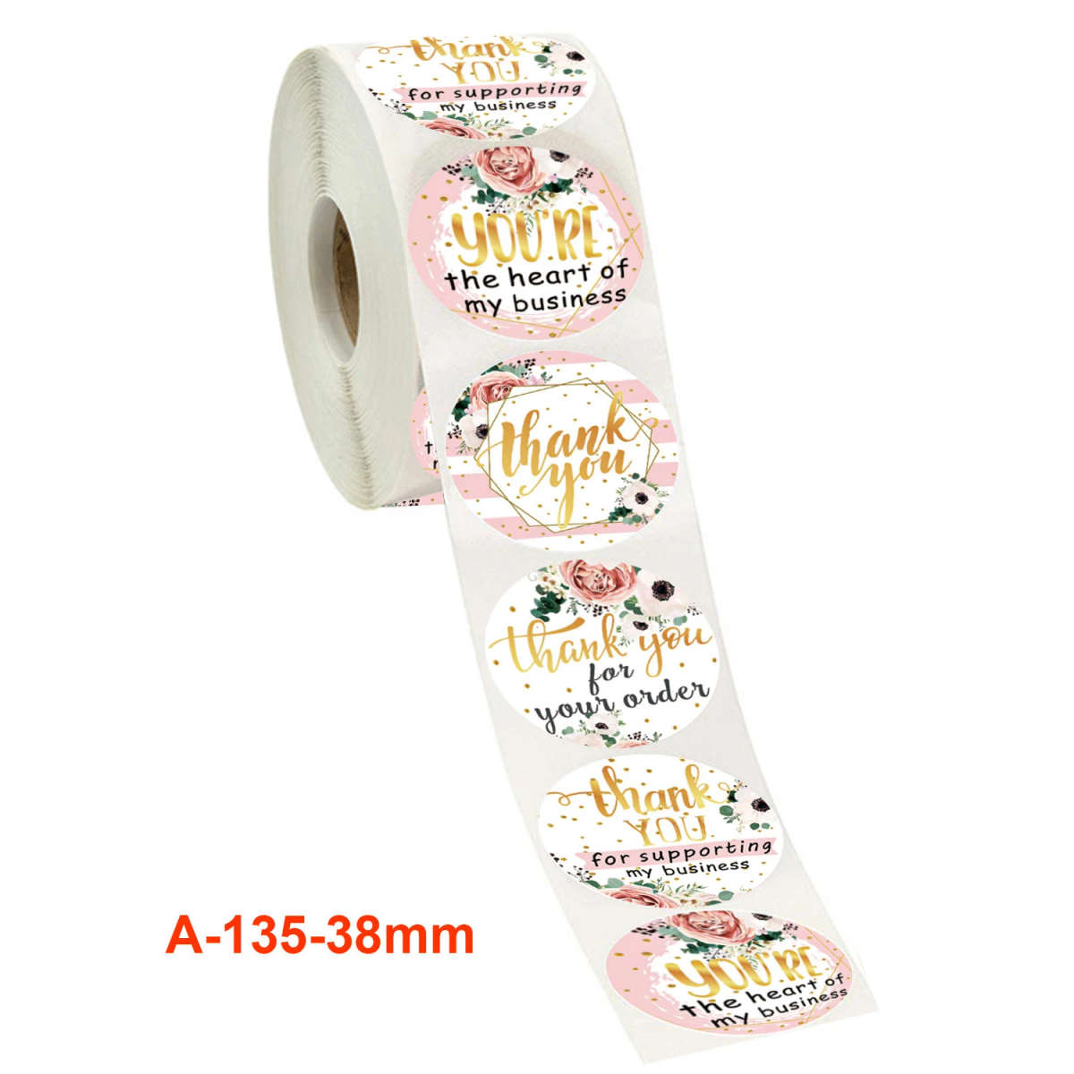 50pcs/roll Thank You Stickers for Seal Labels 3.8cm /1.5 Inch Gift Packaging Stickers