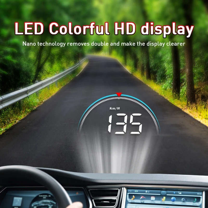 Car Speedometer Projector Windshield Auto Electronic Alarm Overspeed Warning System HUD OBD2