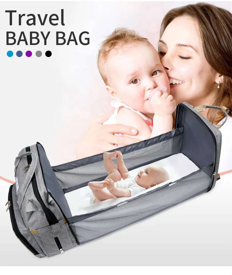 Lequeen Diaper Bag For Mom And Baby Backpack Multifunctional Baby Bed Bags Maternity Nursing Handbag