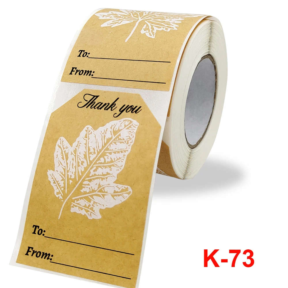 25pcs Gold Leaves 5x7.5cm Kraft Paper Thank You Stickers Seal Labels Ref 04