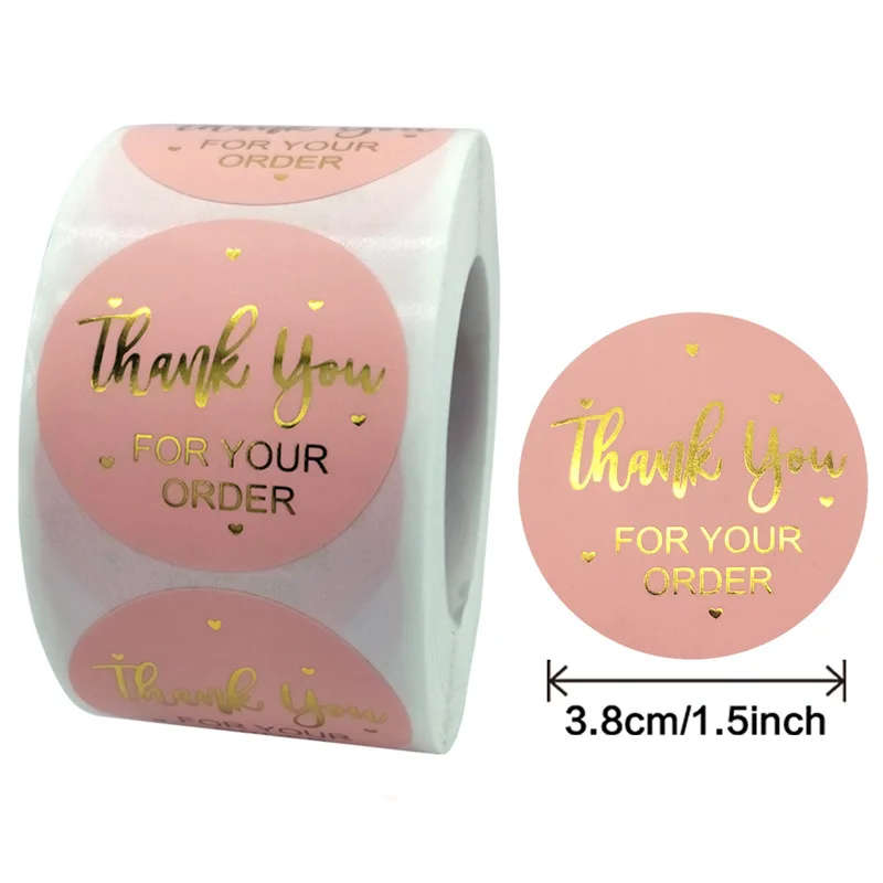 50pcs/roll Thank You Stickers for Seal Labels 3.8cm /1.5 Inch Gift Packaging Stickers