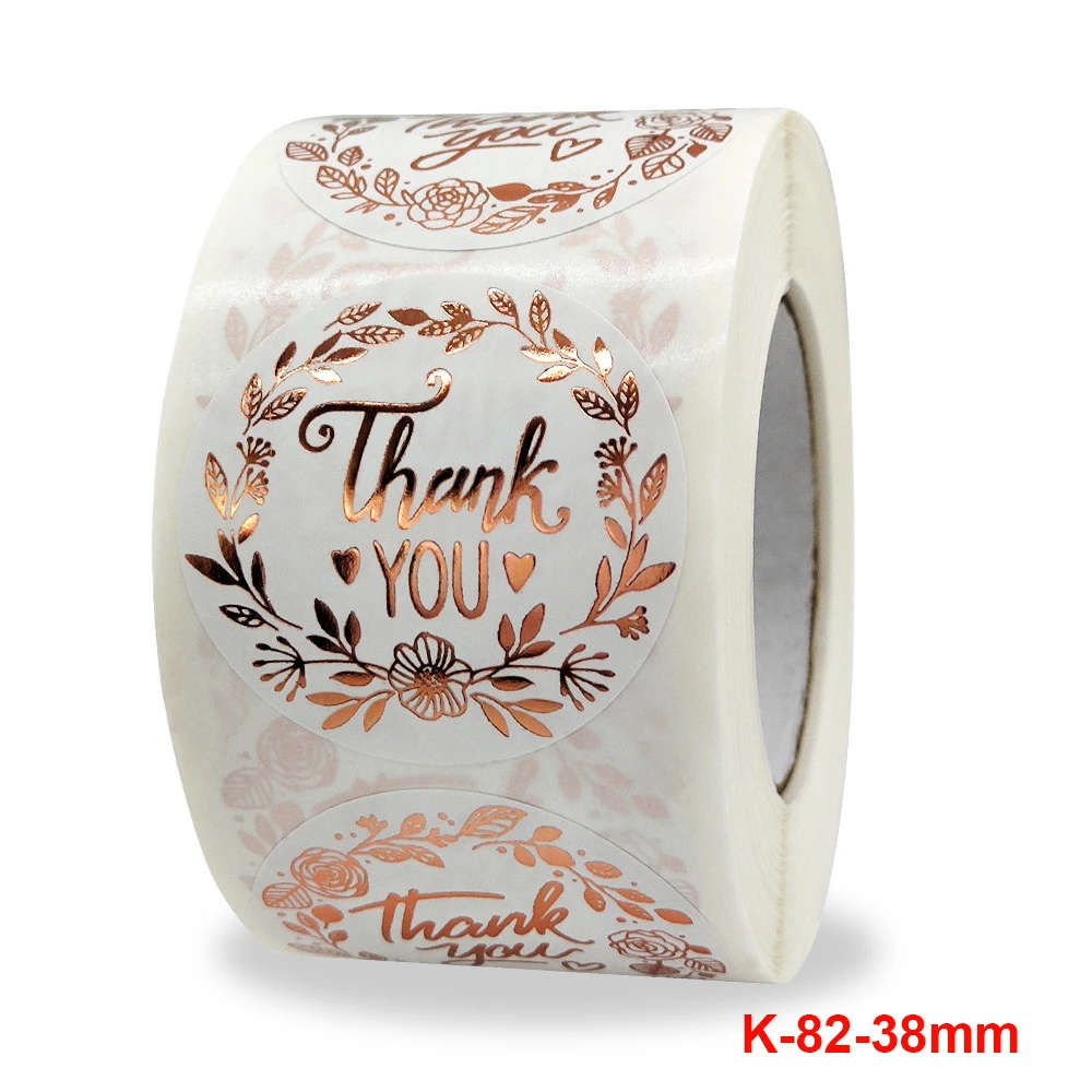80pcs/roll 1.5inch Round "Rose Gold" Kraft Paper Stickers Adhesive Labels Ref 076PL