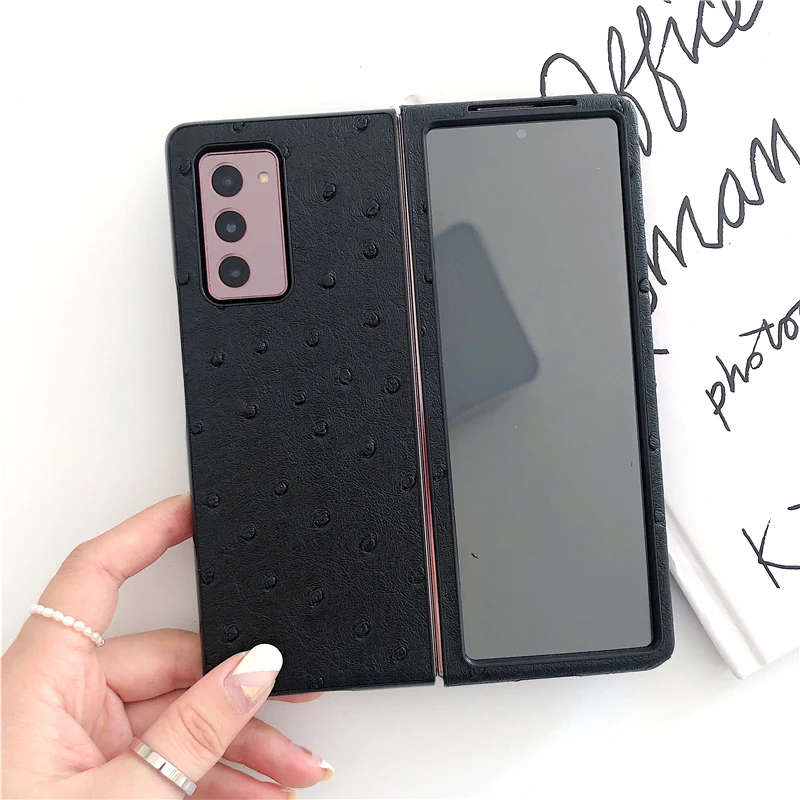 For Galaxy Z Fold 2 Case for Galaxy Z Fold2 5G front and back covered with Luxury leather