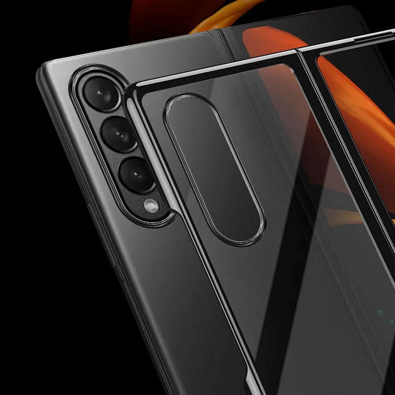 Luxury Glossy Plating Clear Case For Samsung Z Fold3 Fold2 Hard Full Protector Shockproof
