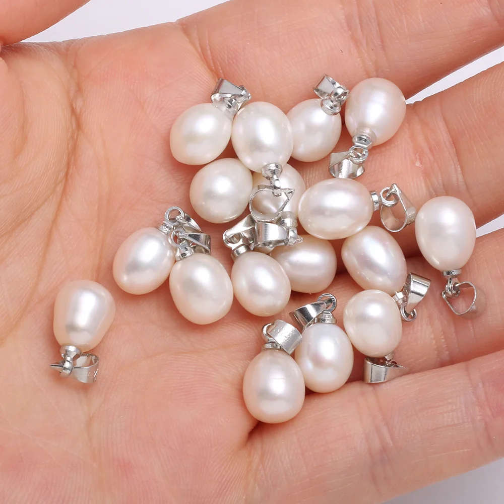 100% Natural Freshwater Pearl Pendant  - Rice Shape Necklace