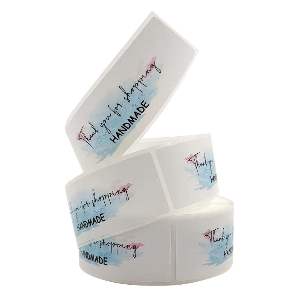 75Pcs 1x3 inch Kraft Paper Thank You ` Handmade ` Stickers Seal Labels Ref 10