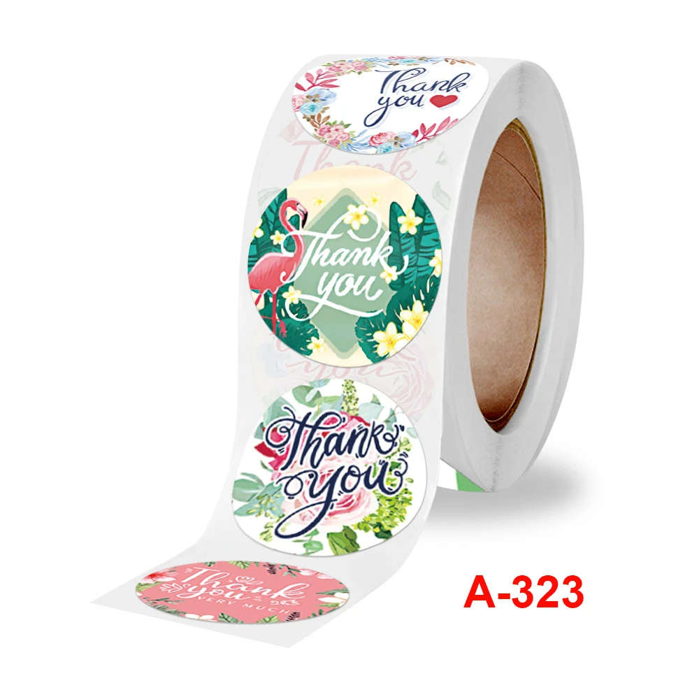 100pcs/roll Peony Flower Thank You With Red Heart Stickers