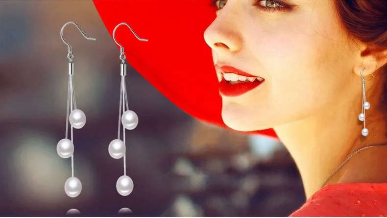 100% Natural Freshwater Pearl - Tassels Drop Earrings 925 Sterling Silver