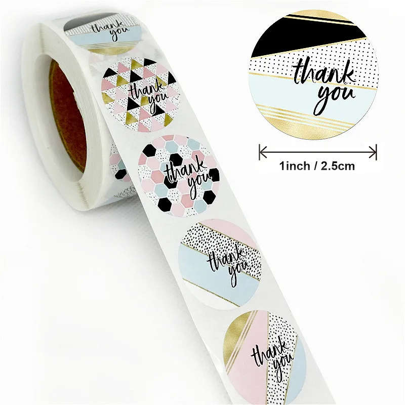 100pcs/roll Thank You Stickers for Seal Labels 1 Inch Gift Packaging Stickers Ref2
