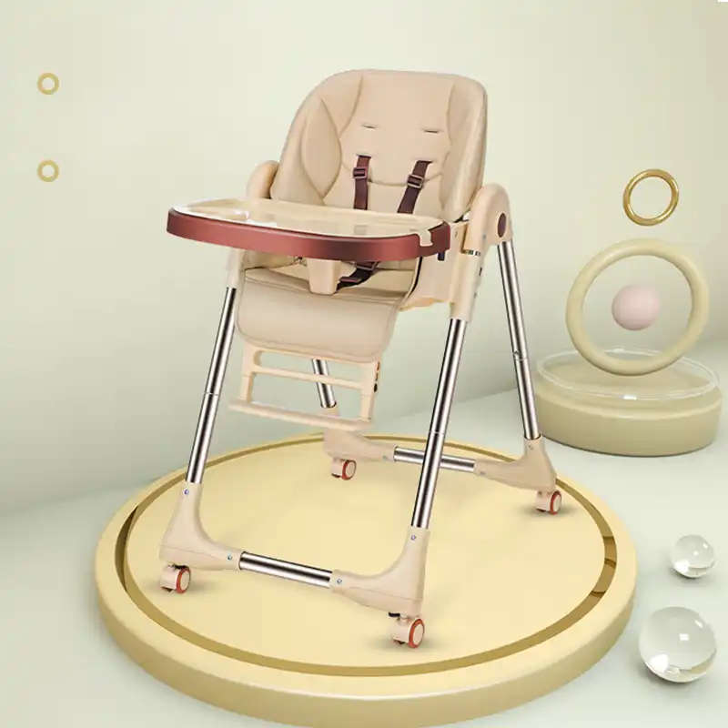 Advanced foldable high feeding chair with wheels
