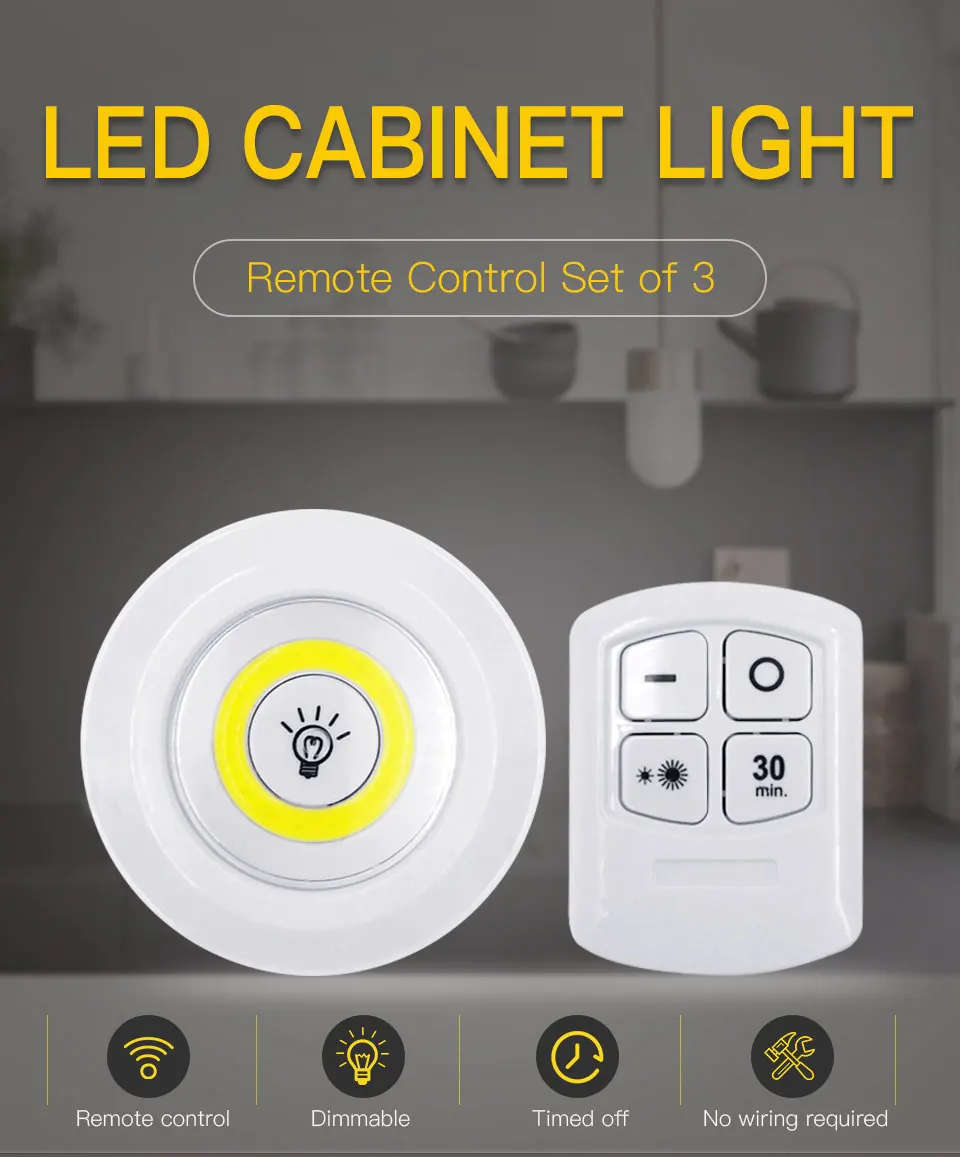 BULK FROM 6 // Led/COB Light with Remote Control  1 SET