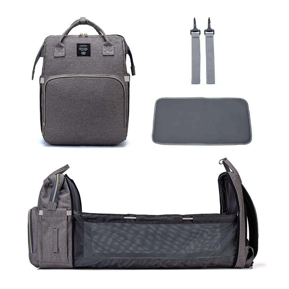 Lequeen Diaper Bag For Mom And Baby Backpack Multifunctional Baby Bed Bags Maternity Nursing Handbag