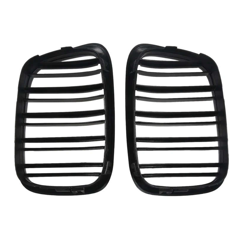 Glossy Black Front Hood Kidney Grille Grill ABS Dual Line Compatible for BMW E39 5-Series 525 528