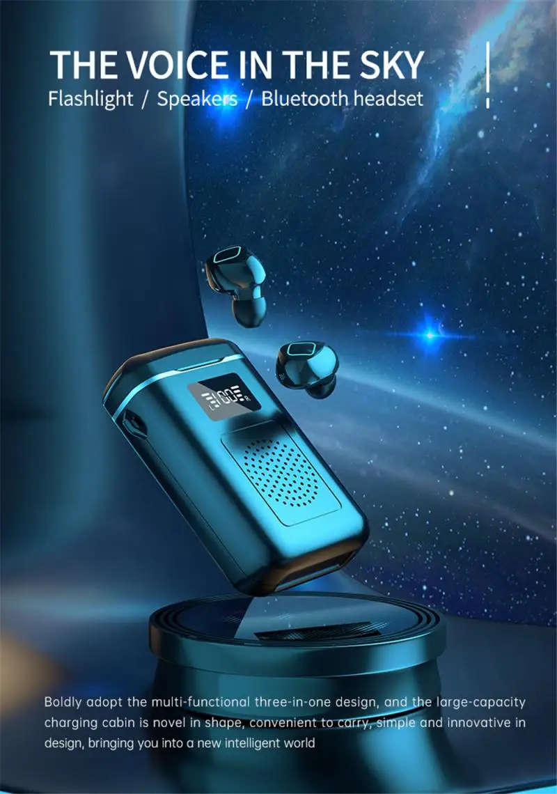 Wireless Headphones And Speaker Stereo Bluetooth Earphone Touch Headset Sport Earbuds With Flashligh