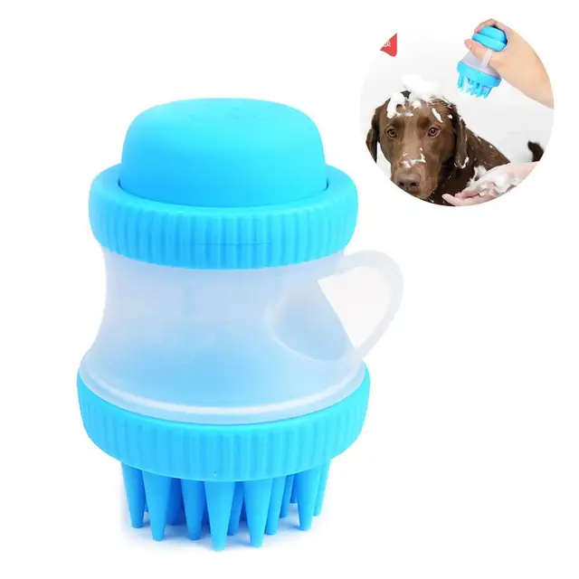 Silicone Pet Bath Brush Massage Brush Gentle Dog Cat Washer Squeezable Soap Bubble Foam Bootle Brush