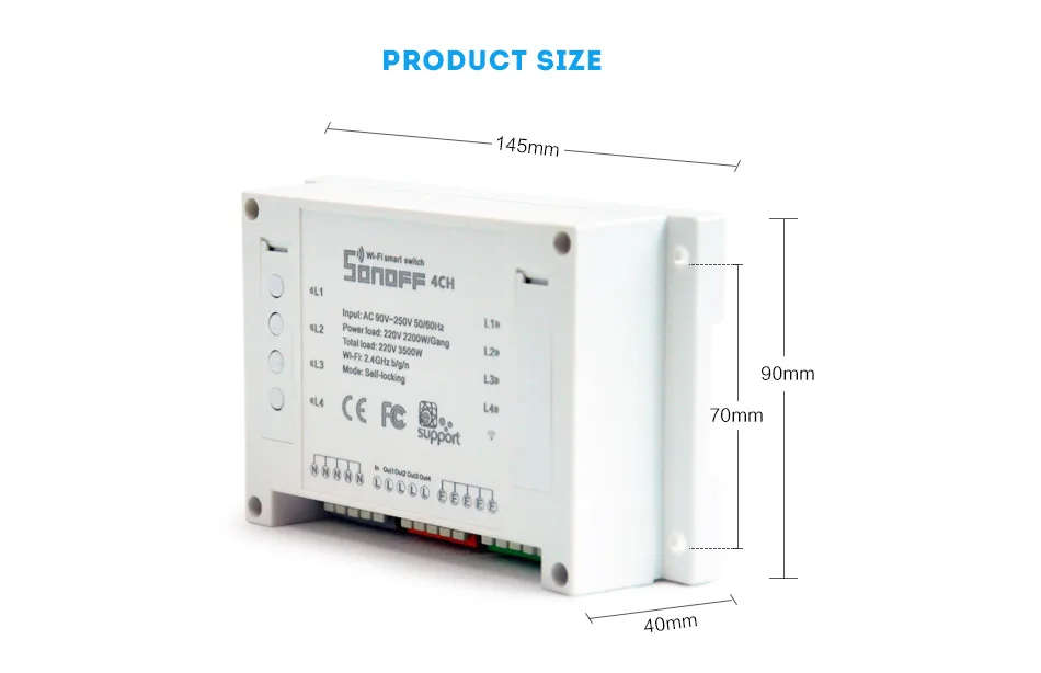 Sonoff 4CH Automation Modules WIFI Switch Smart  Wireless On/Off Remote Control Switches 10A/2200W