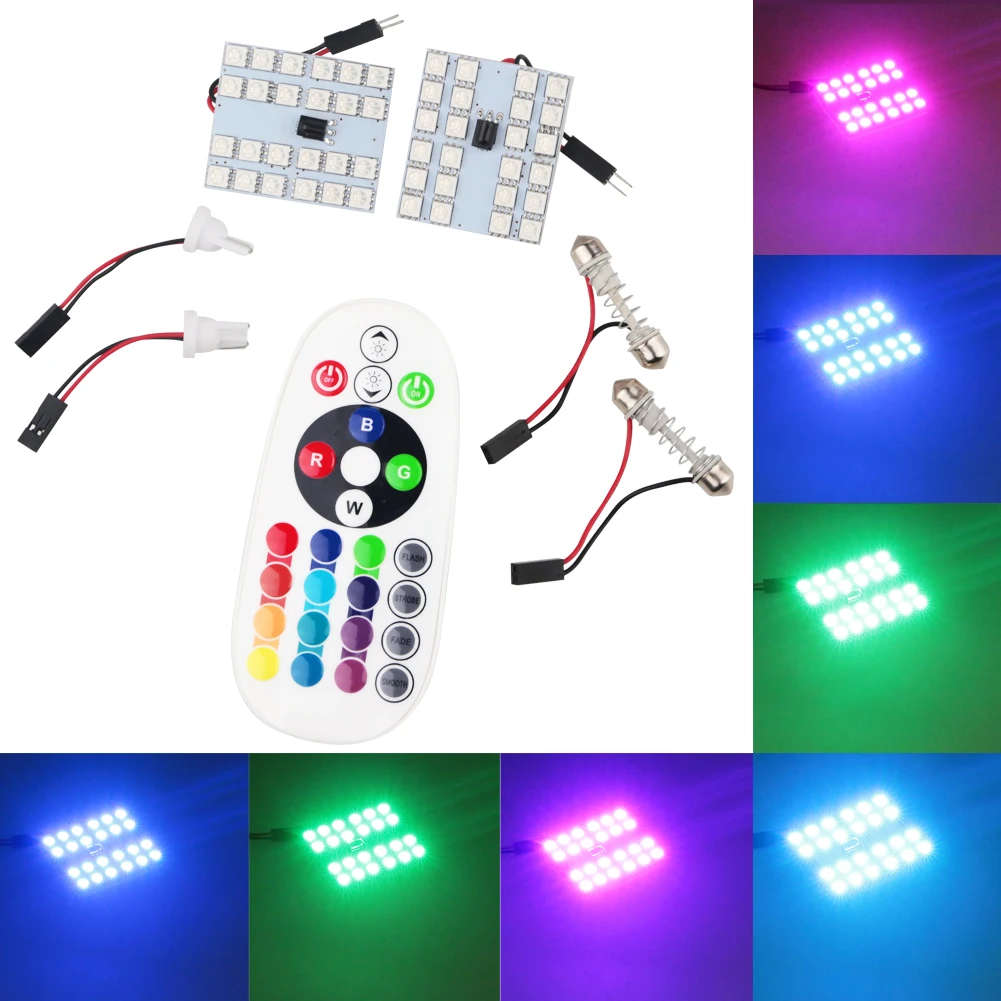 T10 RGB 5050 12SMD Car Led Remote Control Rgb License Panel Interior Auto Lamp