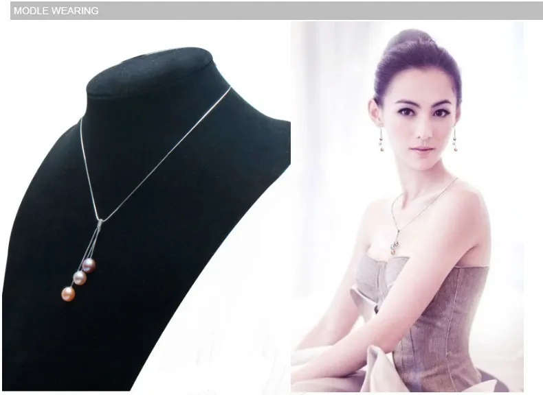 100% GENUINE PEARL -  Genuine 925 Sterling Silver PEARL Necklace - Multicolour Pearl