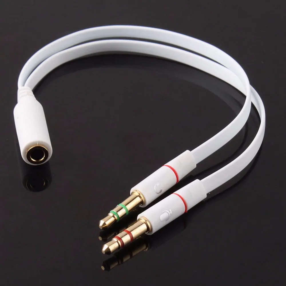 3.5mm Audio Mic Y Splitter Cable Headphone Adapter Female to 2 Male *Free Shipping