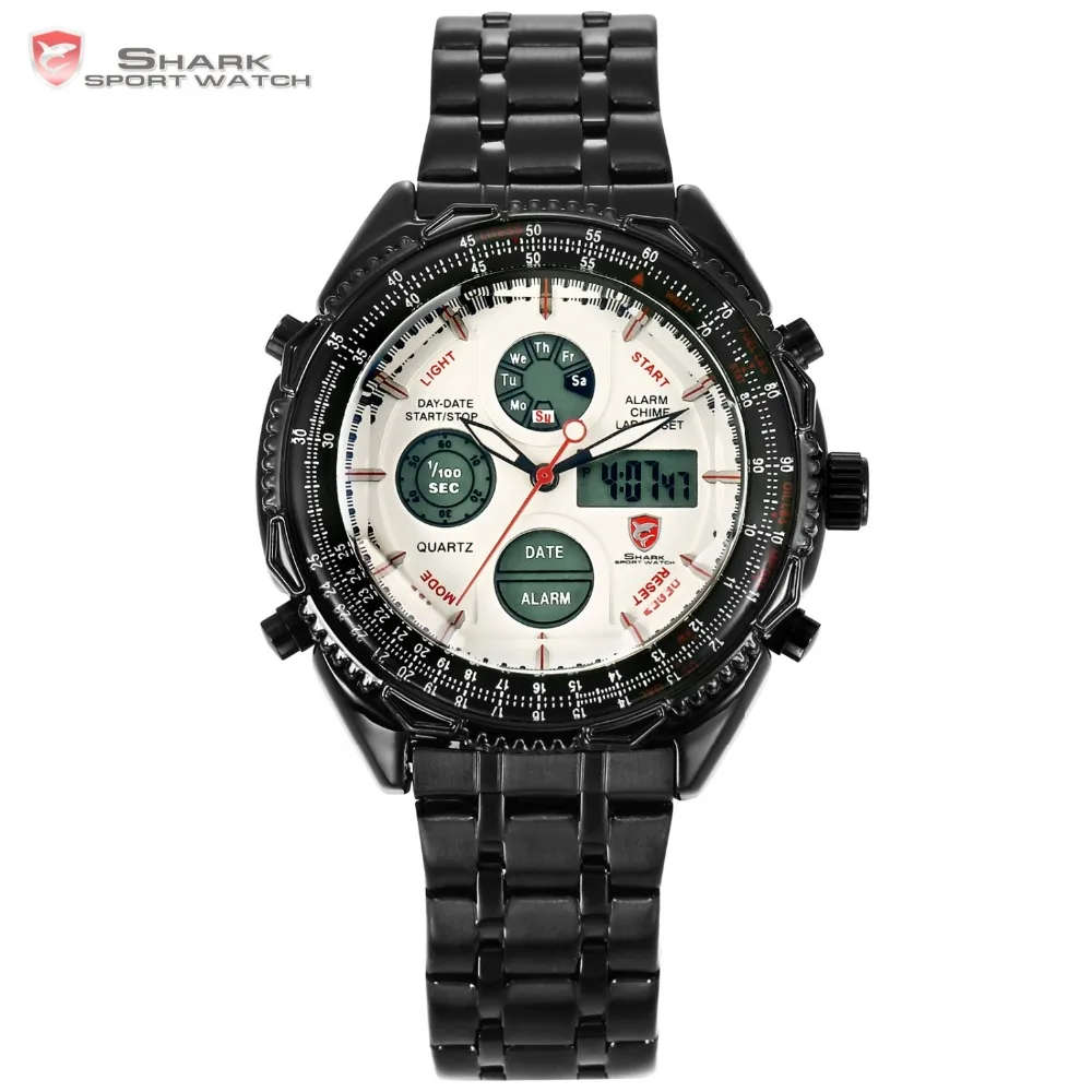 SHARK FLIGHT MASTER DUAL LED ALARM WATCH W/ BOX, PAPERS, LOADED!!