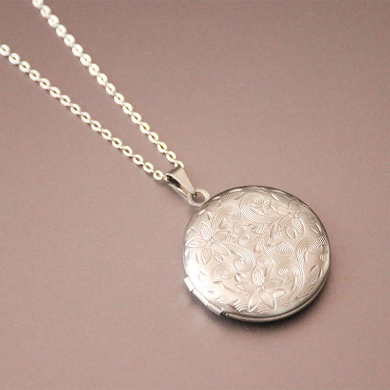 316 Stainless Steel Antique Can Open Photo Frame Pendant Necklace