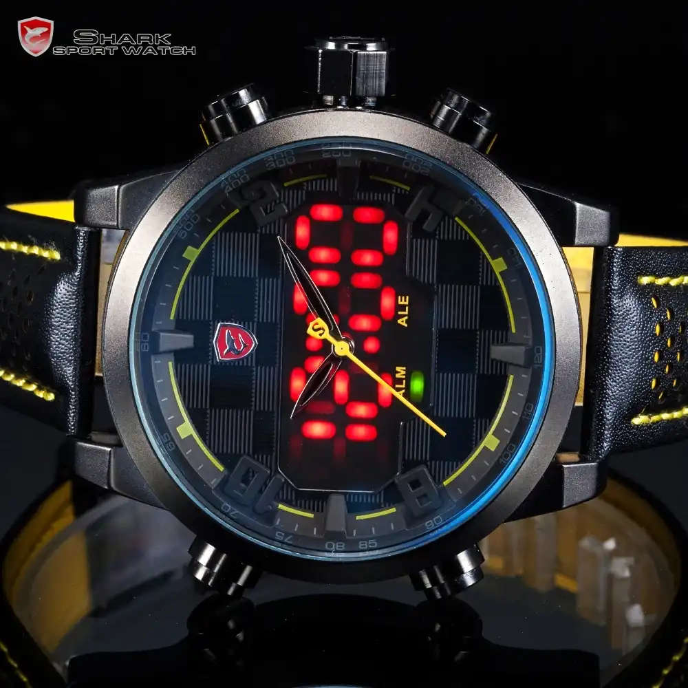 SHARK The Gulper shark Dual Analog/Digital Dual Movement 50MM Watch BRAND NEW