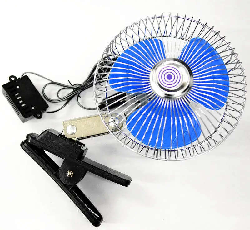 12/24V 8 Inch Mini Oscillating Car Air Cooling Fan Clip On with Cigarette Lighter