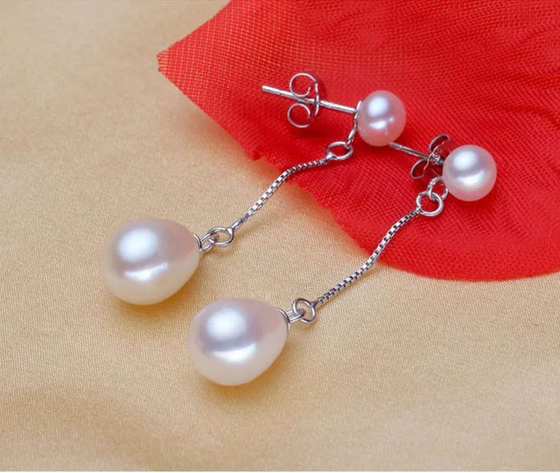 100% Natural Freshwater Pearl 925 Sterling Silver Genuine Earring - White