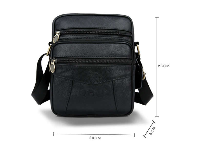 QiBoLu Cow Genuine Leather Messenger Bags Men Travel Business Crossbody Shoulder Bag for Man