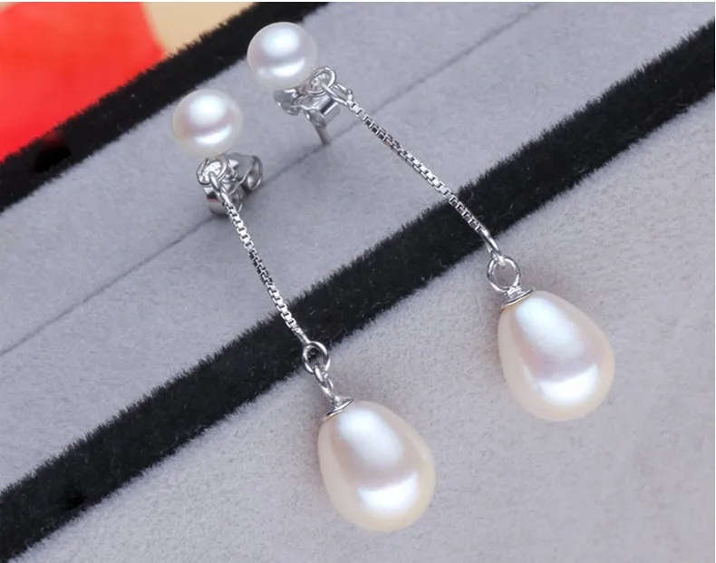 100% Natural Freshwater Pearl 925 Sterling Silver Genuine Earring - White