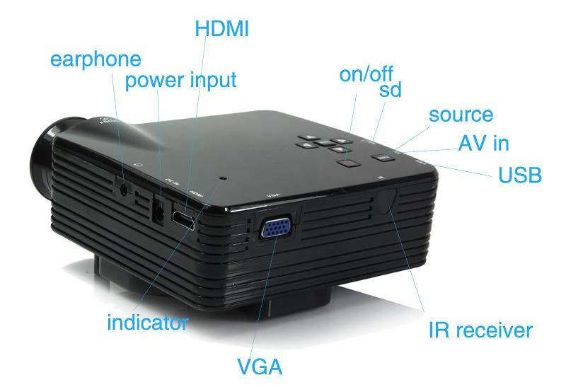 Mini LED Projector with LCD Image System HDMI LED projector/Support computer TV USB SD