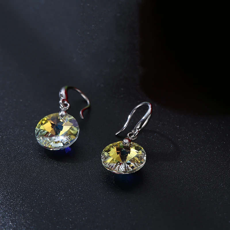 100% GENUINE Round Austria Crystals From Swarovski Drop Earrings