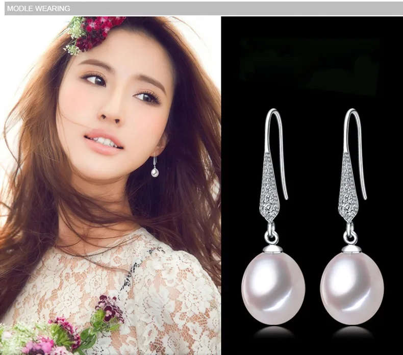 100% Natural Freshwater Pearl - Genuine 925 Sterling Silver Earring - Purple