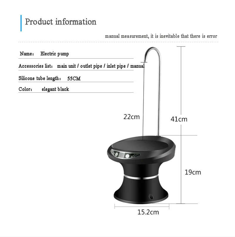 Bottled Water Pumping USB Rechargeable Water Dispenser Household Electric Pure Bucket Water Pressure