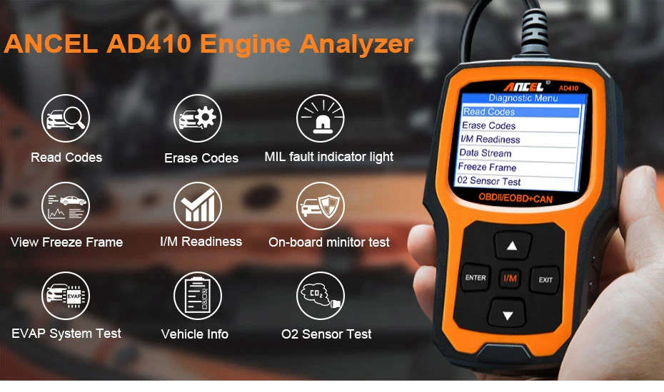OBD2 Scanner Car Code Reader OBD Automotive Scaner OBDII Vehicle Ancel AD410 in Russian OBD 2
