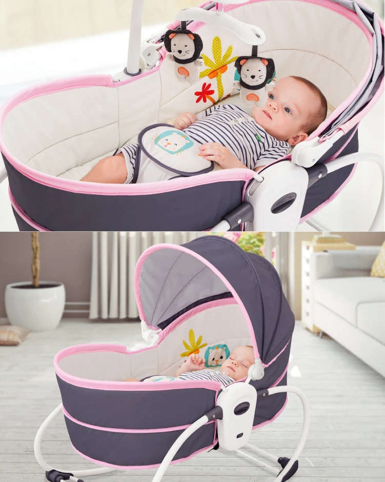 5 In 1 Newborn Baby Rocker Bassinet Bouncer Toddler Music Chair With Toy