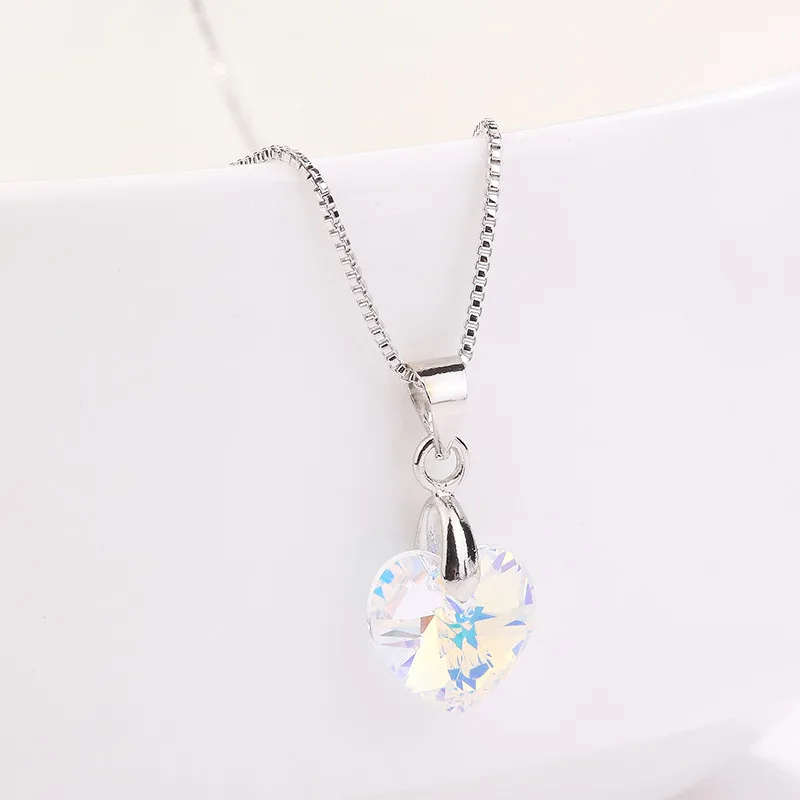 GENUINE Heart Necklaces Crystals From SWAROVSKI -  Crystal Aurore Boreale