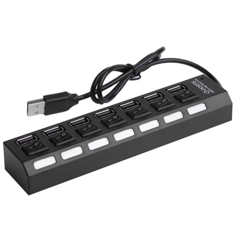 7 Ports USB HUB - High Speed USB HUB - Black