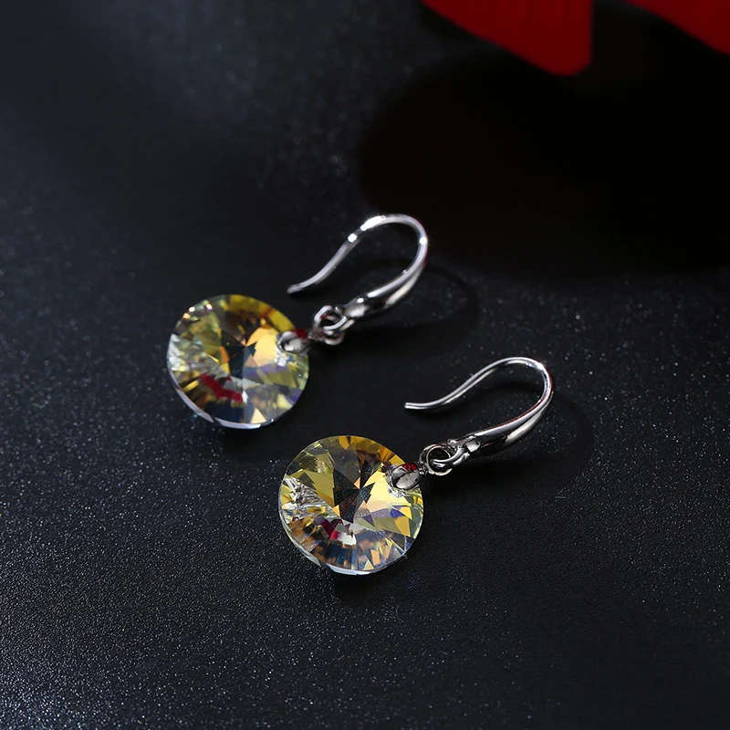 100% GENUINE Round Austria Crystals From Swarovski Drop Earrings