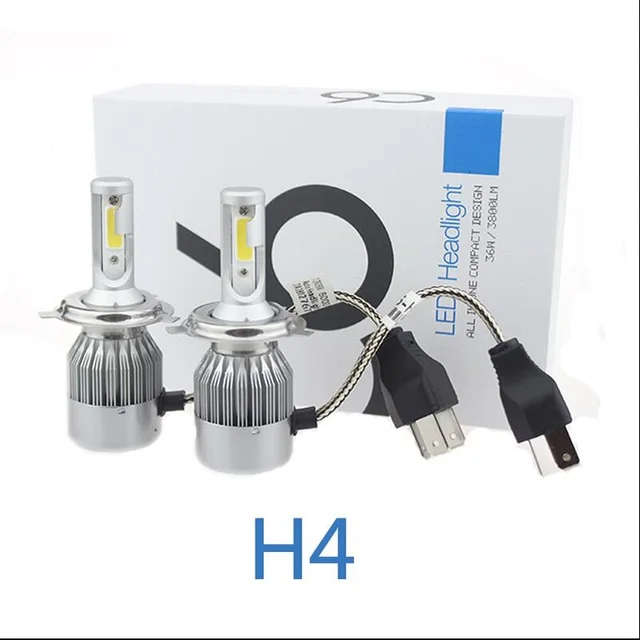 1set H4 COB Chip C6 LED Headlamp 36W 3800LM